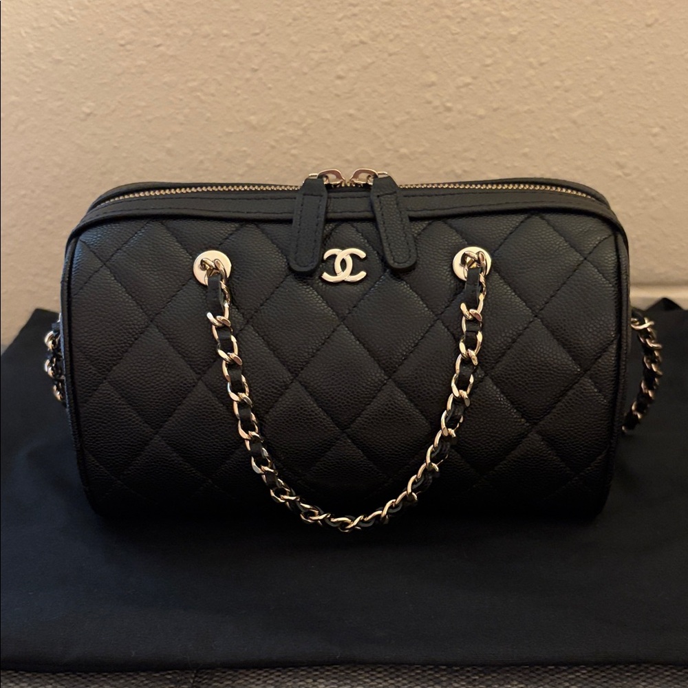 USED Black Crossbody Bag with Light Gold Hardware - Picture 7 of 7